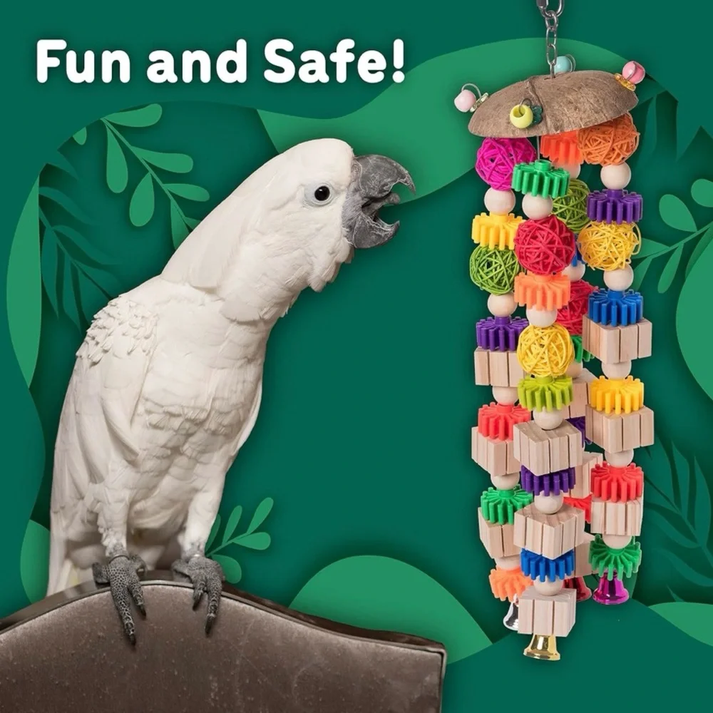 Large Bird Parrot Toy Durable Wooden Bird Chew Toy for Medium and Large Sized